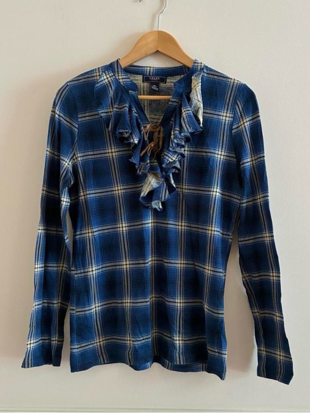 Chaps 100% Cotton Plaid Long Sleeve
